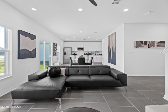 view of tiled living room