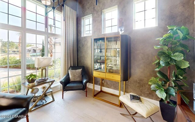 interior space with a towering ceiling and a wealth of natural light