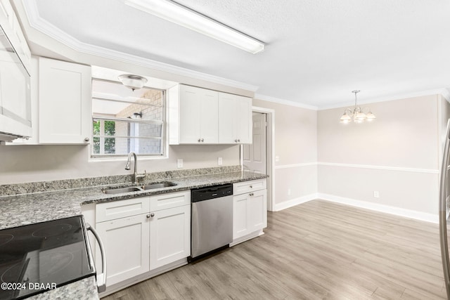 kitchen featuring white cabinets, dishwasher, light hardwood / wood-style floors, and black range oven