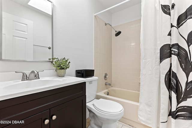 3864 Long Grove Ln, Port Orange, FL 32129 - full bathroom with shower / bath combo, tile patterned flooring, vanity, and toilet