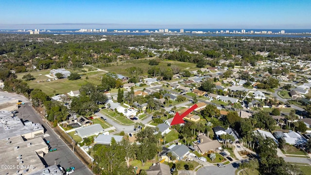 bird's eye view featuring a water view