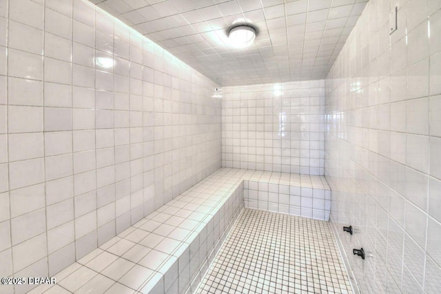 4672 Riverwalk Village Ct Unit 8203, Ponce Inlet, FL 32127 - bathroom with a tile shower and tile patterned flooring
