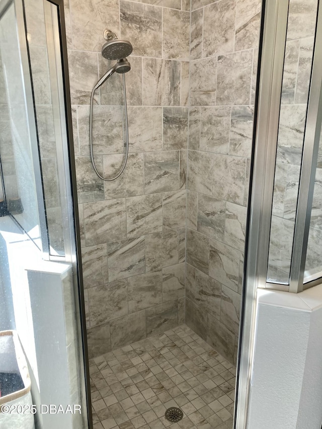 bathroom with a stall shower