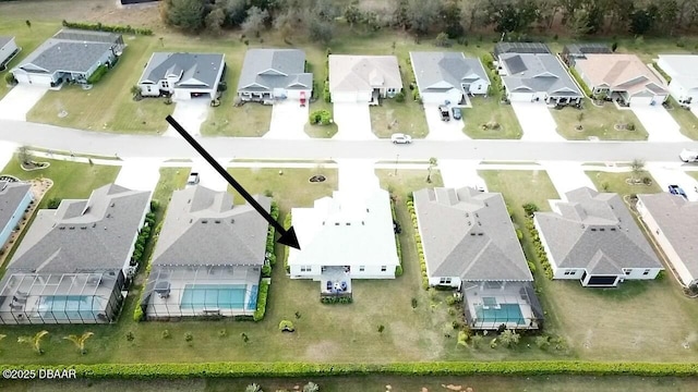 aerial view with a residential view