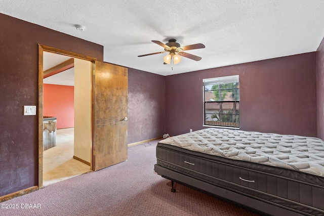 7 Appaloosa Trl, Ormond Beach, FL 32174 - carpeted bedroom with baseboards, a ceiling fan, and a textured ceiling