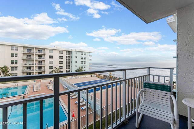 balcony with a water view