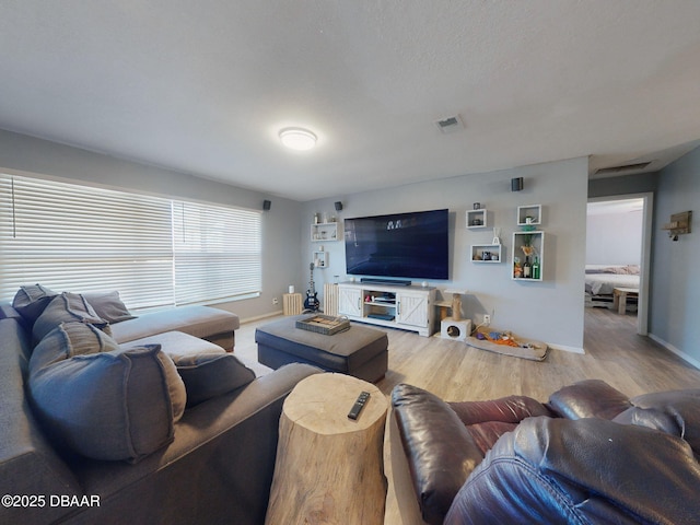 living room featuring light hardwood / wood-style flooring