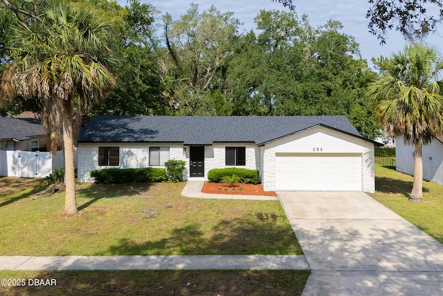 252 Manhattan Way, Port Orange, FL 32129 - ranch-style home with an attached garage, driveway, stone siding, and a shingled roof