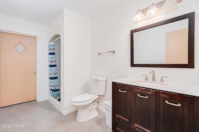 1870 S Air Park Rd, Edgewater, FL 32141 - full bath with vanity, curtained shower, and tile patterned flooring