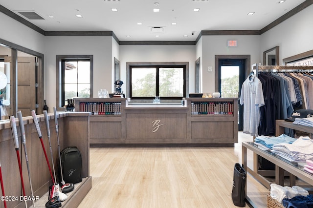 interior space with light hardwood / wood-style floors