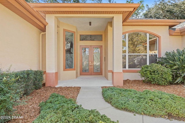 doorway to property featuring french doors