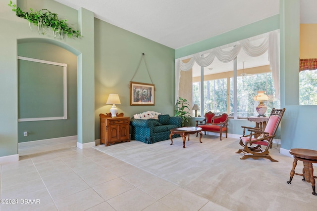 sitting room featuring light tile patterned floors