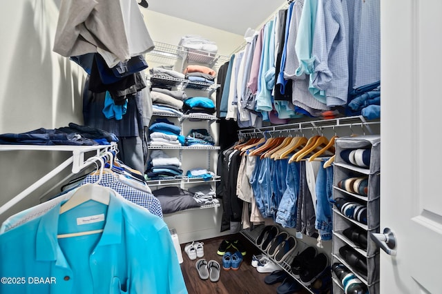 spacious closet featuring hardwood / wood-style floors