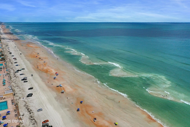 property view of water featuring a beach view