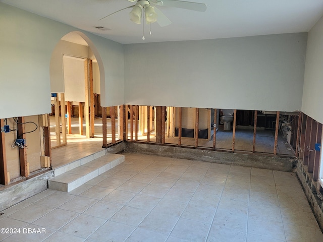 223 Clark Pl, Port Orange, FL 32127 - interior space featuring arched walkways, visible vents, and a ceiling fan
