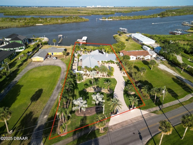1601 S Riverside Dr, Edgewater, FL 32132 - aerial view of property's location featuring a large body of water and property parcel outlined