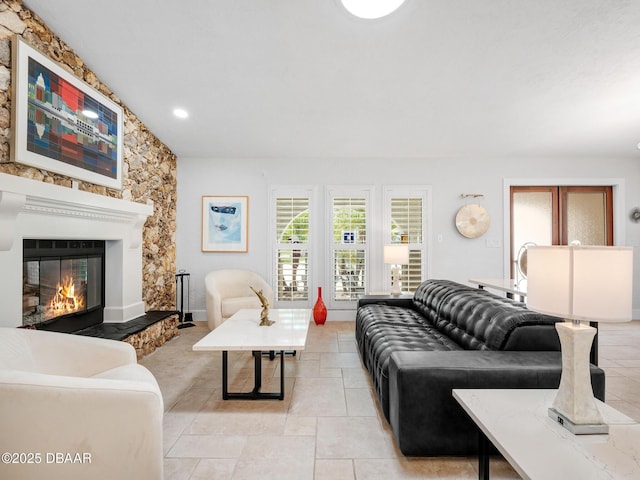 1601 S Riverside Dr, Edgewater, FL 32132 - living room with a glass covered fireplace and recessed lighting