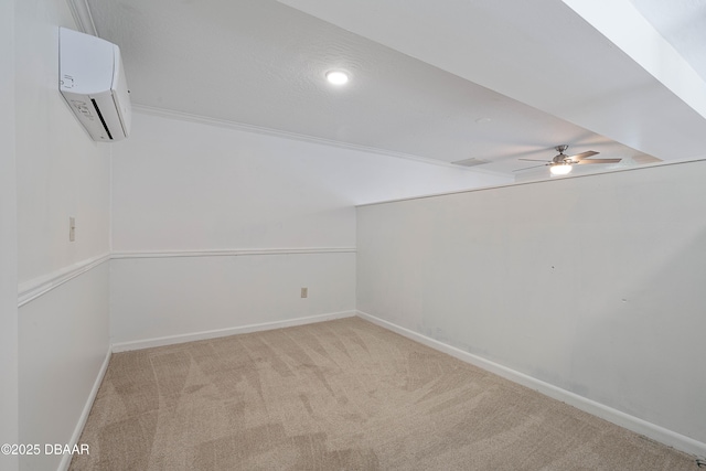 350 Citrus Club Dr, Merritt Island, FL 32953 - bonus room with a wall mounted AC, carpet floors, ceiling fan, and baseboards