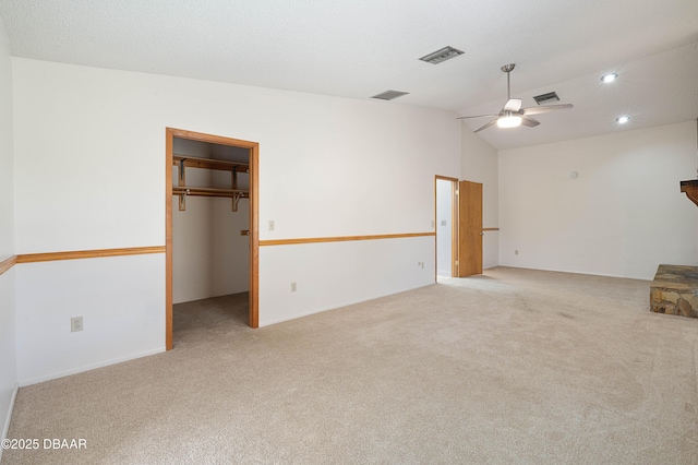 350 Citrus Club Dr, Merritt Island, FL 32953 - carpeted spare room featuring ceiling fan, lofted ceiling, and recessed lighting