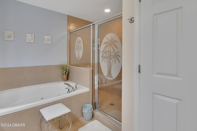 bathroom with separate shower and tub