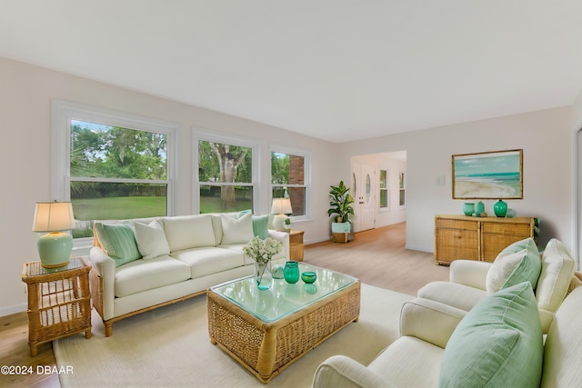 living room featuring light wood-type flooring