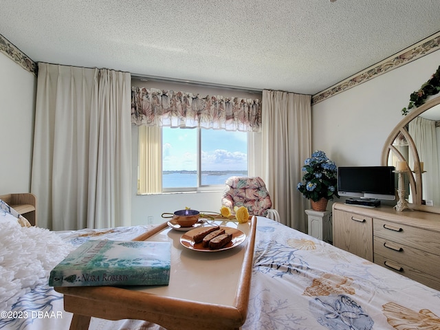 bedroom featuring a textured ceiling