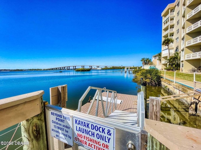 view of dock featuring a water view