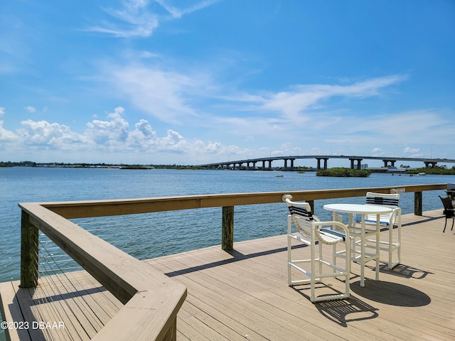 view of dock featuring a water view