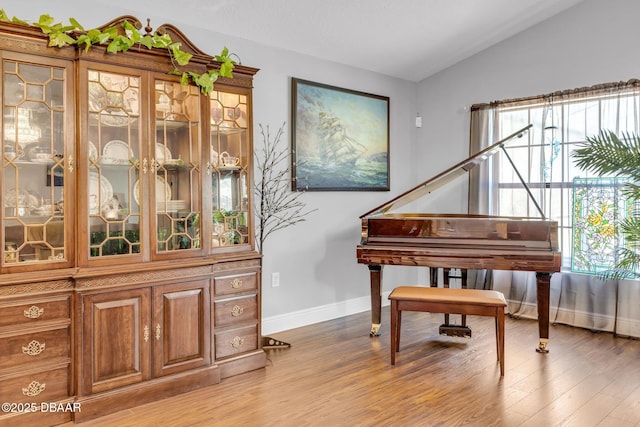 19343 Moorgate St, Orlando, FL 32833 - living area with lofted ceiling, baseboards, and light wood-type flooring