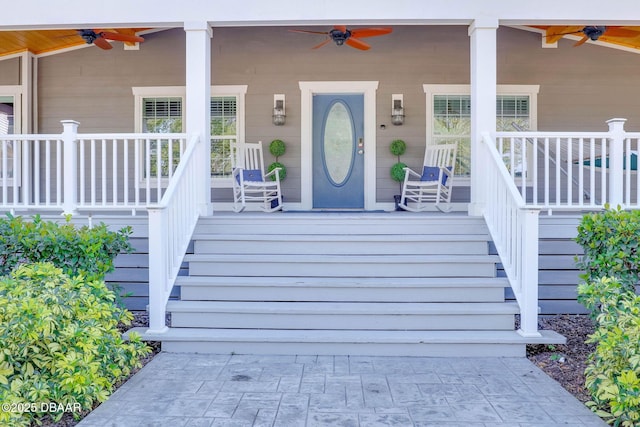 doorway to property with a porch