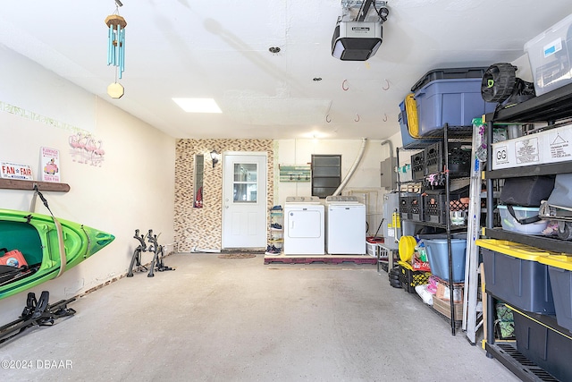 50 Ocean Palm Villas S, Flagler Beach, FL 32136 - garage featuring washing machine and dryer, a garage door opener, and electric panel