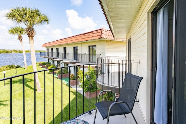 balcony with a water view