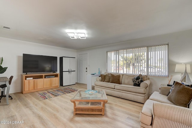 living room with light hardwood / wood-style floors