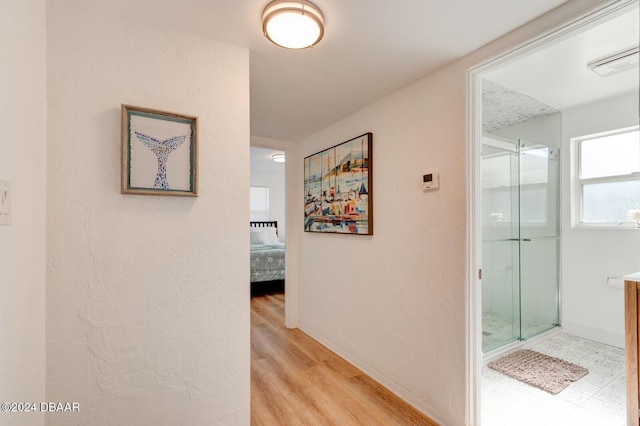 corridor featuring light hardwood / wood-style floors