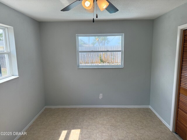 137 Beau Rivage Dr, Ormond Beach, FL 32176 - empty room featuring ceiling fan, baseboards, and a textured ceiling