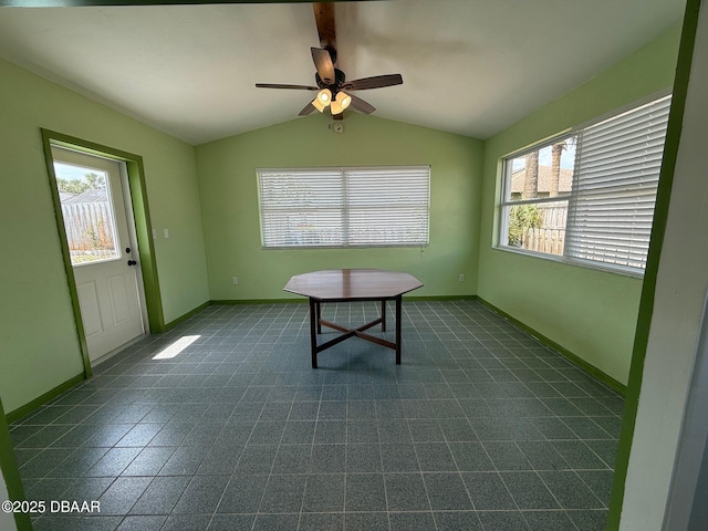 137 Beau Rivage Dr, Ormond Beach, FL 32176 - unfurnished dining area with a ceiling fan and baseboards
