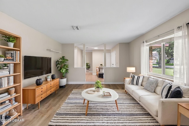 living room featuring hardwood / wood-style flooring