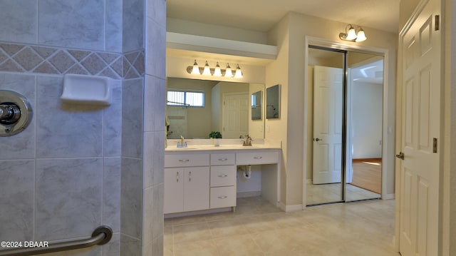 bathroom featuring vanity and tile patterned floors