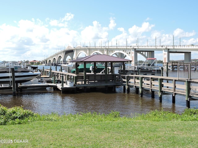 dock area featuring a water view