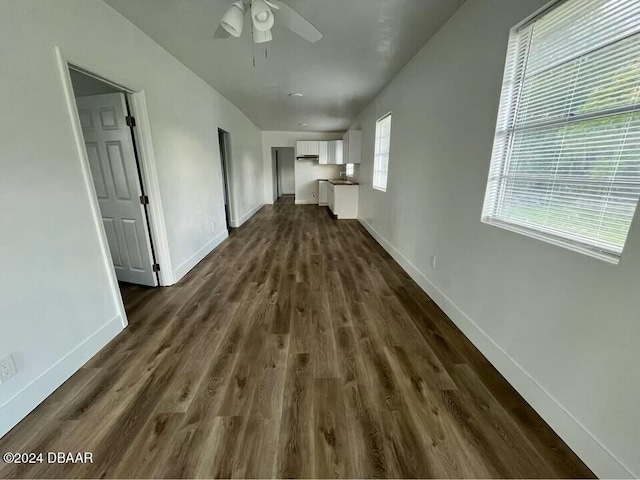 hallway with dark wood-type flooring