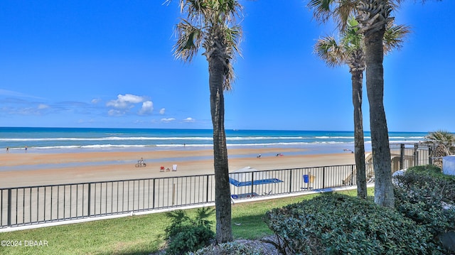 view of water feature featuring a view of the beach