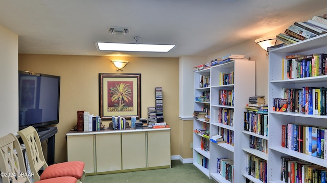 office space with light colored carpet