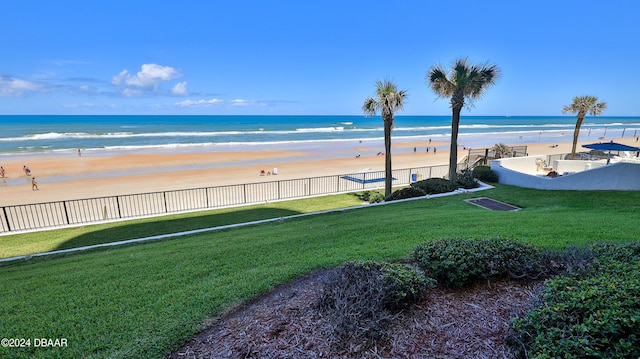 view of water feature with a view of the beach