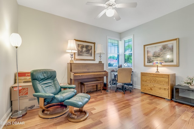 203 Prestwick Dr, New Smyrna Beach, FL 32168 - office with a ceiling fan, wood finished floors, and baseboards