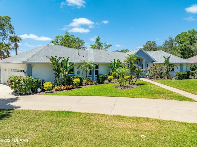 203 Prestwick Dr, New Smyrna Beach, FL 32168 - single story home with a garage, a front lawn, stucco siding, and driveway