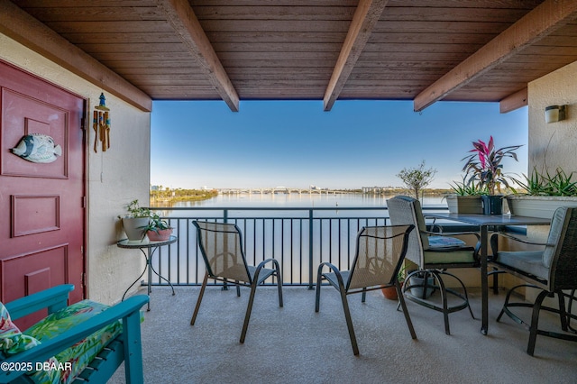 balcony with a water view