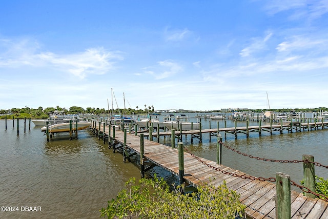 view of dock featuring a water view