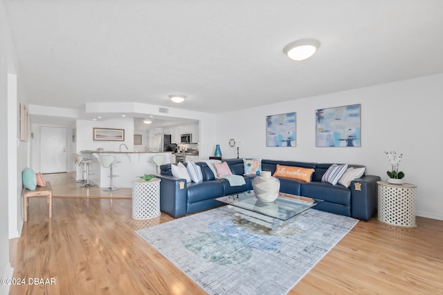 living room featuring light hardwood / wood-style floors