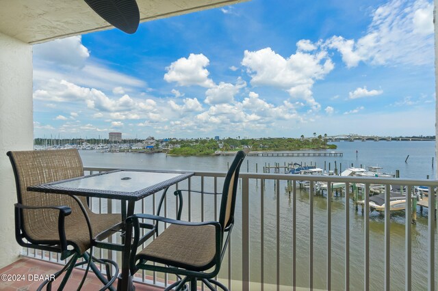 balcony with a water view