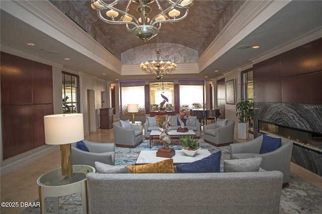 20 Porto Mar Unit 302, Palm Coast, FL 32137 - community lobby featuring vaulted ceiling, ornamental molding, and recessed lighting